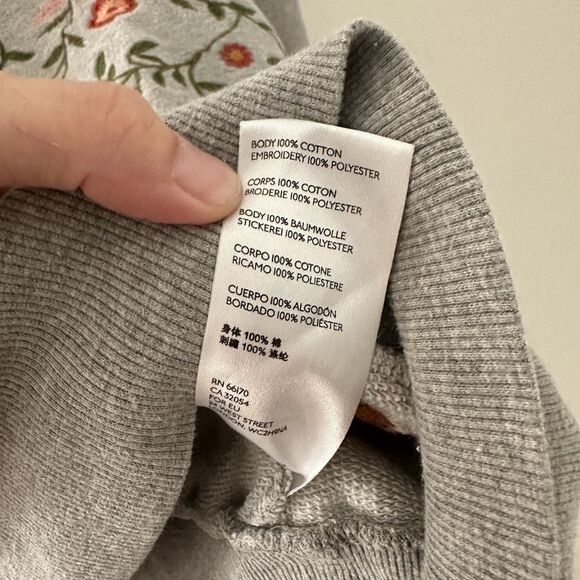 Maeve x Anthropologie Marcie Sweatshirt Womens XS Gray Floral Embroidery Boho - Picture 8 of 14